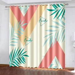 Green Plants Curtains Blackout Window Treatments Drapes for Room Decoration (Online Order Only)