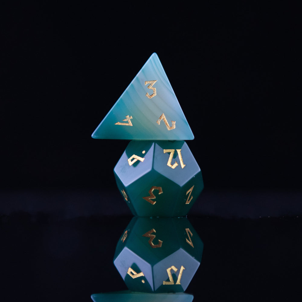 Pre-Order || Green Agate Stone Dice Set