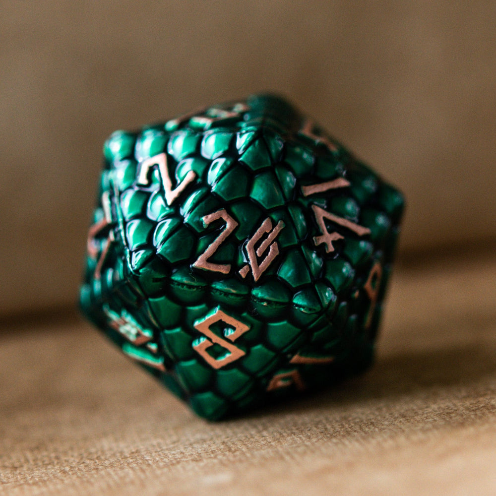 PRE-ORDER || Green Dragon's Egg Metal Dice Set