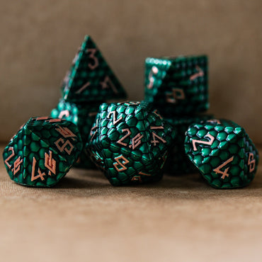 PRE-ORDER || Green Dragon's Egg Metal Dice Set