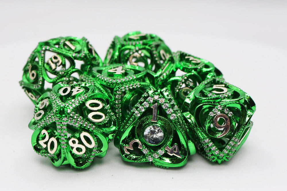 Hollow Hearts: Jeweled Green - Metal RPG Dice Set (ONLINE ORDER ONLY)