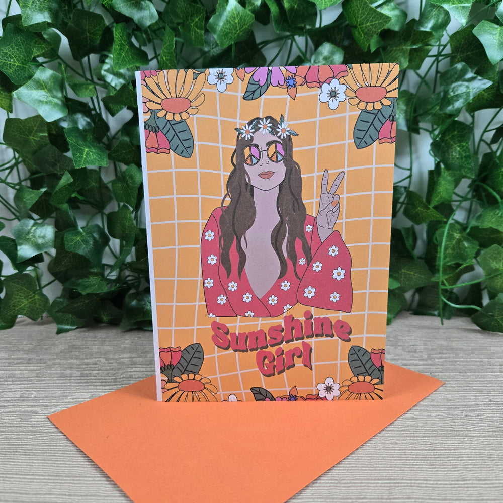 Retro Hippy Sunshine Girl Birthday Card (ONLINE ORDER ONLY)