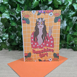 Retro Hippy Sunshine Girl Birthday Card (ONLINE ORDER ONLY)