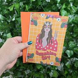 Retro Hippy Sunshine Girl Birthday Card (ONLINE ORDER ONLY)