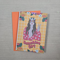 Retro Hippy Sunshine Girl Birthday Card (ONLINE ORDER ONLY)