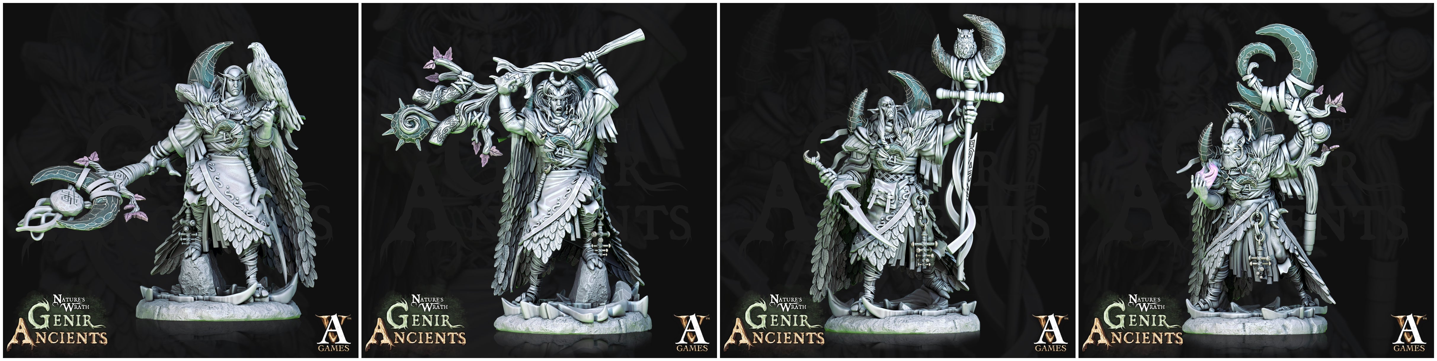 3D Printed Archvillain Games Nature's Wrath Genir Ancients - Grovebred Druids 28mm 32mm D&D (Online Only)