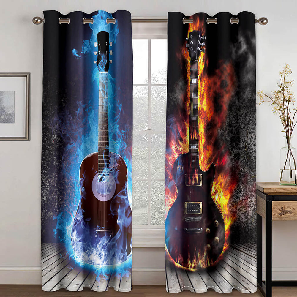 Guitar Curtains Blackout Window Treatments Drapes for Room Decoration (Online Order Only)