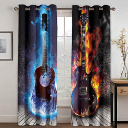 Guitar Curtains Blackout Window Treatments Drapes for Room Decoration (Online Order Only)