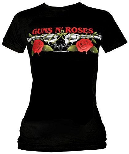 Juniors Guns N' Roses: Roses And Pistols T-Shirt,Black,Large [T-Shirt] (ONLINE ORDER ONLY)