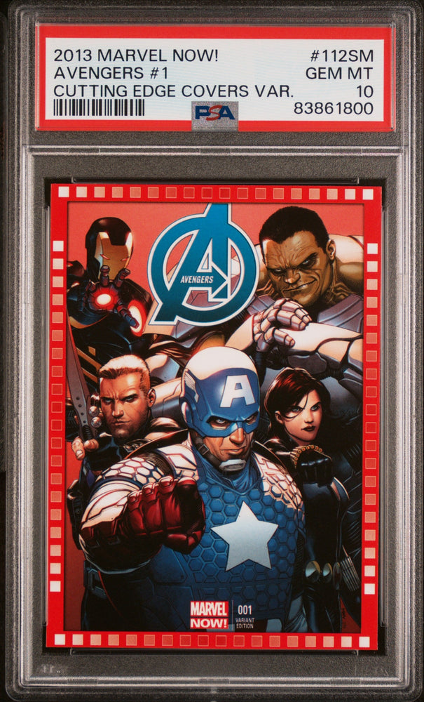 2013 UPPER DECK MARVEL NOW! CUTTING EDGE COVERS VARIANTS AVENGERS #1 #112SM - PSA 10 (Online Order Only)