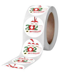 2020 New Christmas Stickers 100-500pcs Christmas Tags/Happy Holidays with 6 snowmen Sticker label (ONLINE ORDER ONLY)
