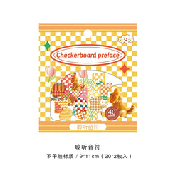 40Pcs Retro Grid Animals Decorative Stickers Scrapbooking Stick Label Diary Album Stickers Kawaii Stationery Cell Phone Stickers (ONLINE ORDER ONLY)