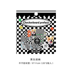 40Pcs Retro Grid Animals Decorative Stickers Scrapbooking Stick Label Diary Album Stickers Kawaii Stationery Cell Phone Stickers (ONLINE ORDER ONLY)