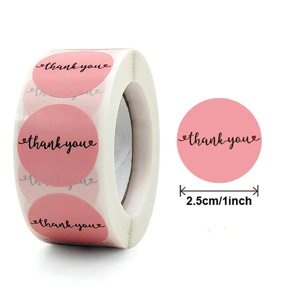 Pink Gift Sealing Stickers 500PCS Thank You Love Design Diary Scrapbooking Stickers Festival Birthday Gift Decorations Labels (ONLINE ORDER ONLY)