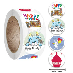 50-500pcs Round Happy Birthday Handmad Sticker Sealing Sticker Vintage DIY Gift Stickersdhesive Christmas Sticker Stationery (ONLINE ORDER ONLY)