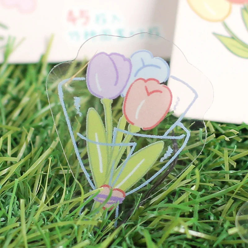 45pcs/pack Cute Flower Ribbon Decorative Stationery Stickers kawaii dog Scrapbooking DIY Diary Album Stick Lable (Online Order Only)