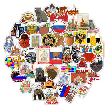 10/30/50PCS Retro Mix Russia Sign Matryoshka Bear Power Cool Stickers Motorcycle Laptop Guitar Phone Graffiti Decal Sticker Toy (ONLINE ORDER ONLY)