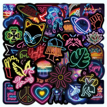 10/30/50/100PCS Cartoon Neon Light Graffiti Sticker Packs (ONLINE ORDER ONLY)