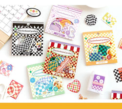 40Pcs Retro Grid Animals Decorative Stickers Scrapbooking Stick Label Diary Album Stickers Kawaii Stationery Cell Phone Stickers (ONLINE ORDER ONLY)
