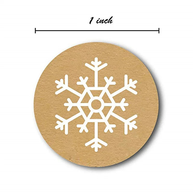 100-500PCS Christmas Snowflake Sticker DIY Baking Sticker Round Adhesive Scrapbooking Christmas stickers (ONLINE ORDER ONLY)
