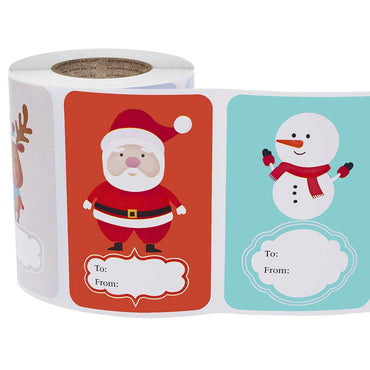 250pcs/roll 6 Christmas Gift Name Tags Designs Adhesive Present Seal Labels 2*3 Inch Christmas Decals Gift Package XMAS Stickers (ONLINE ORDER ONLY)