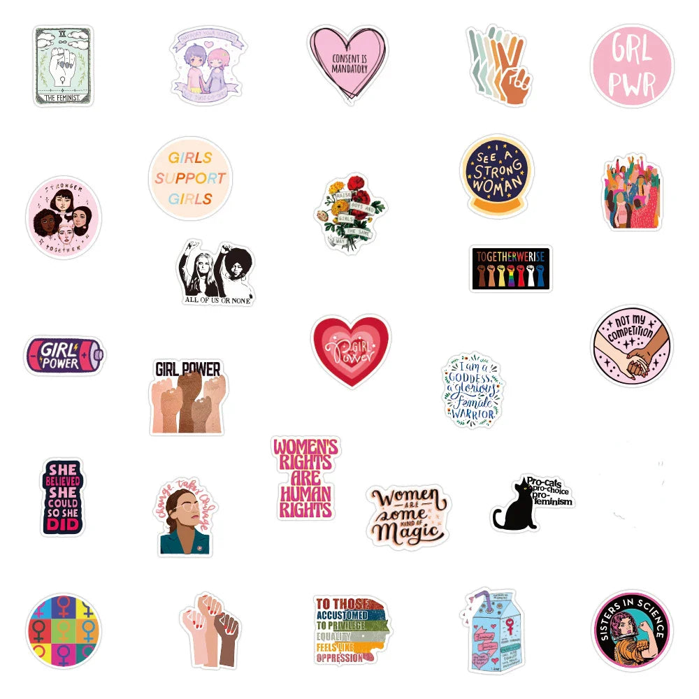 10/50/100PCS Girl Power Feminist Stickers Laptop Skateboard Phone Water Bottle Bike Waterproof Graffiti Sticker Decal Kid Toy (ONLINE ORDER ONLY)