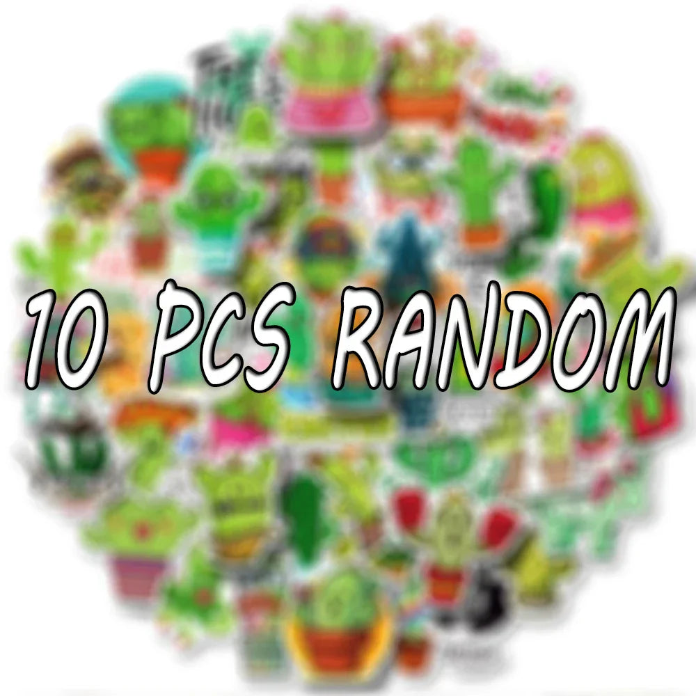 Cartoon Cactus Stickers for Car, Skateboard, Luggage, Graffiti (10/30/50PCS) (Online Order Only)