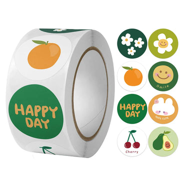 100-500pcs Round Happy Day Stickers For Envelope Seal Labels Gift Packaging Decor Birthday Party Scrapbooking Stationery Sticker (Online Order Only)