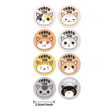 100-500PCS Cute Animal Children Stickers Thank You Stickers Decor Cat Frog Pig Circle Roll Seal Label Chrome Paper Gift Tag (ONLINE ORDER ONLY)