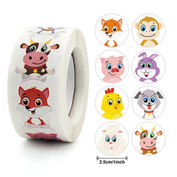 500/1000pcs Reward Stickers Children Kids Cartoon Zoo Farm Ocean Animals Learnging Euducation Scrapbook Sticker Roll Labels Gift (ONLINE ORDER ONLY)