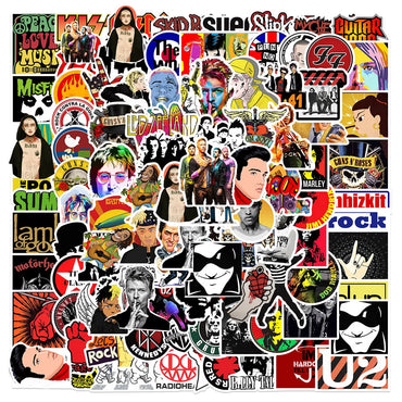10/30/50/100pcs Cool Rock Band Music Singer Graffiti Stickers Luggage Guitar Skateboard Laptop Phone Bike Car Waterproof Sticker (Online Order Only)