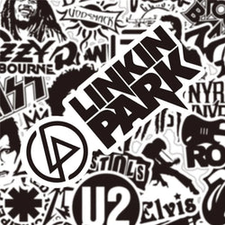 10/30/50Pcs Black and White Rock Band Stickers DIY Waterproof Skateboard Guitar Motorcycle Luggage Graffiti Cool Sticker Kid Toy (Online Order Only)
