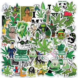 Hemp Leaf Stickers 10/30/50PCS Waterproof Laptop Skateboard Guitar Luggage Bike Decals (Online Order Only)