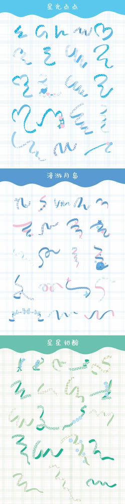 40Pcs/pack Heart Ribbon Series Stickers Hand Account Scrapbooking Decorative Sticker Korean DIY Material Stickers Stationery (ONLINE ORDER ONLY)