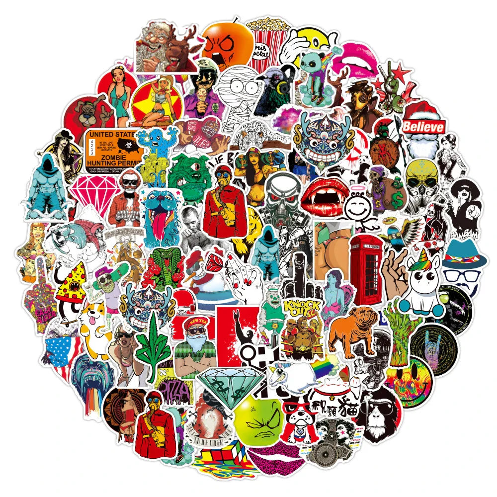 Rock Band Hip Hop Meme Stickers Pack for Laptop, Car, Guitar, Luggage, Skateboard, Kid Toys (Online Order Only)