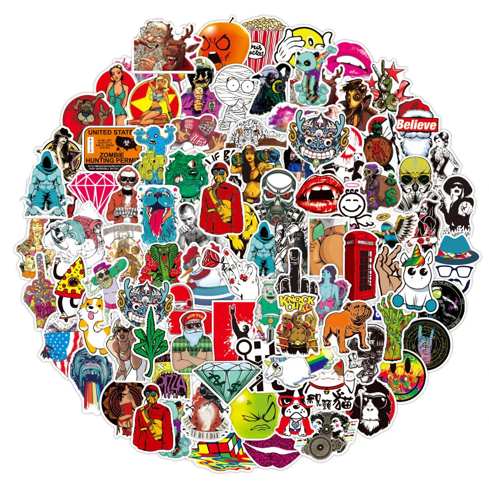 Rock Band Hip Hop Meme Stickers Pack for Laptop, Car, Guitar, Luggage, Skateboard, Kid Toys (Online Order Only)