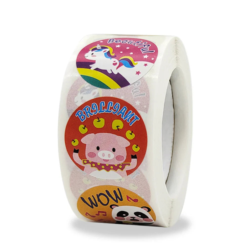 100-500pcs Reward Motivational Stickers Cartoon Animal Kids Toy Circus Elephant Lion Monkey Dolphin Stickers For Children Gifts (Online Order Only)