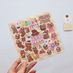Laser Retro Bear Stickers Scrapbooking Decorative Sticker Korean DIY Diary Album Stick Label Kawaii Stationery (ONLINE ORDER ONLY)