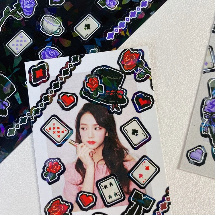 Ins Retro Rose Laser Sticker Scrapbooking Decorative Sticker DIY Diary Album Stick Label Korean Kawaii Stationery (ONLINE ORDER ONLY)