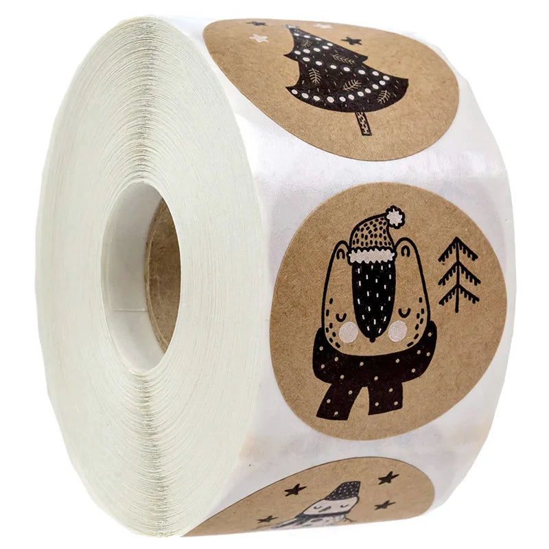 2020 New Christmas Stickers 100-500pcs Christmas Tags/Happy Holidays with 6 snowmen Sticker label (ONLINE ORDER ONLY)