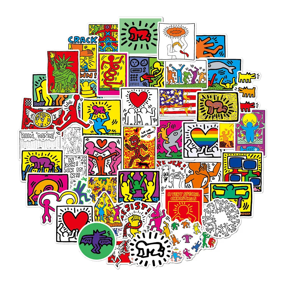 10/30/50Pcs Keith Funny Cartoon Graffiti Sticker Waterproof Fridge Guitar Laptop Motorcycle Skateboard Joke Decal Classic Toy (ONLINE ORDER ONLY)