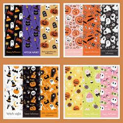 30-60pcs Halloween Stickers Party Pack Pumpkin Bat Ghost Skull Specter Spider Web Stickers for Halloween Party Decorations 3*9cm (ONLINE ORDER ONLY)