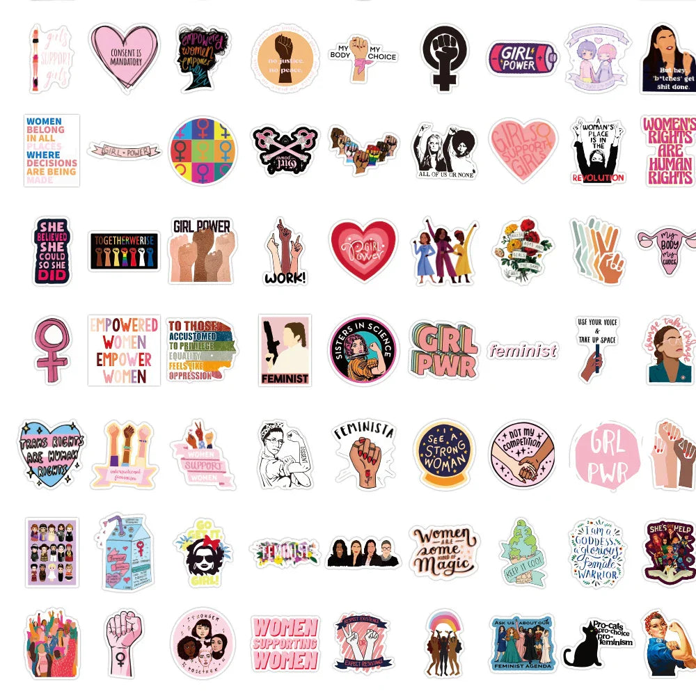 10/50/100PCS Girl Power Feminist Stickers Laptop Skateboard Phone Water Bottle Bike Waterproof Graffiti Sticker Decal Kid Toy (ONLINE ORDER ONLY)
