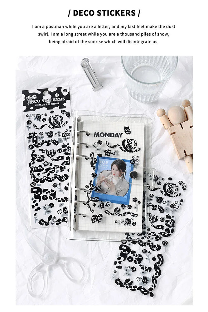 Kawaii Black White Cow Ribbon Stickers DIY Craft Scrapbooking Stick Label  Album Journal Planner Stationery Sticker (ONLINE ORDER ONLY)