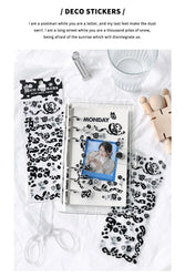 Kawaii Black White Cow Ribbon Stickers DIY Craft Scrapbooking Stick Label  Album Journal Planner Stationery Sticker (ONLINE ORDER ONLY)