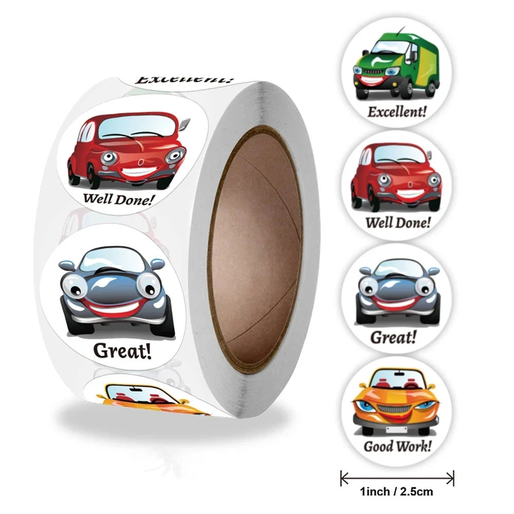 NEW Stationery Sticker 500 Pcs/roll 2.5cm /1inch Construction Car Birthday Party For Student Children Logo Stickers Custom (ONLINE ORDER ONLY)