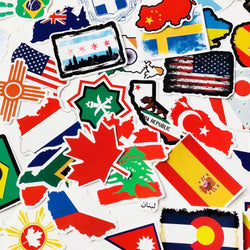World Flags Cartoon Stickers Pack - Aesthetic Art Decals for Laptop & Scrapbook (ONLINE ORDER ONLY)