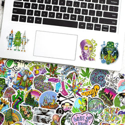 10/30/50PCS Funny Characters Leaves Weed Smoking Graffiti Stickers Laptop Guitar Phone Luggage Car Cool Waterproof Sticker Decal (ONLINE ORDER ONLY)