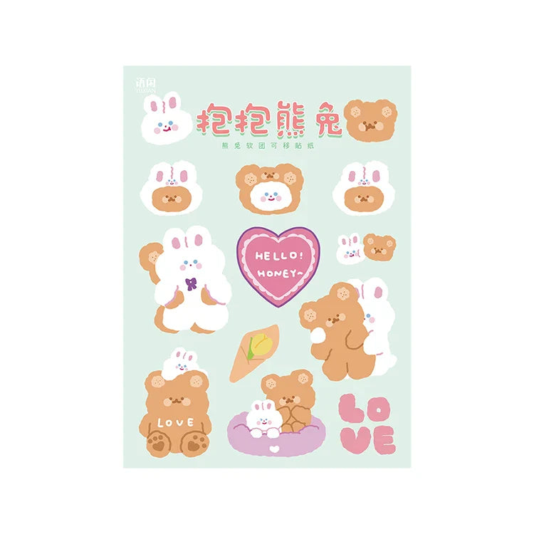 Kawaii Soft Bear Rabbit Decorative Stickers Adhesive Stickers DIY Diary Stationery Stickers Children Gift School Office Supplies (ONLINE ORDER ONLY)