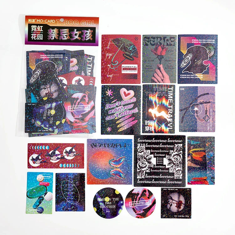 45Pcs/lot Neon Light Garden Series Laser Stickers Girl Scrapbooking Stick Label Diary Album Sticker Personalized Stationery Gift (Online Order Only)